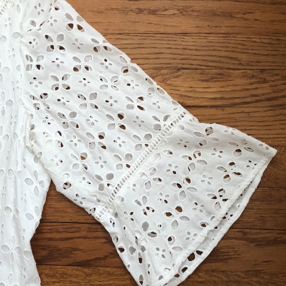 White Eyelet 100% Cotton Bell Sleeve Summer Dress Size 18 Dress Barn - Picture 4 of 8